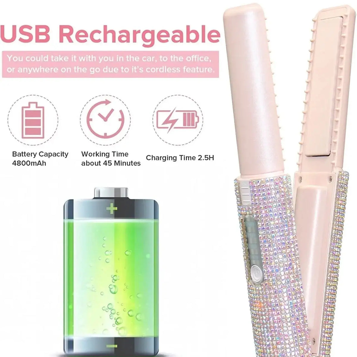 Wireless Gemstone Hair Straightener